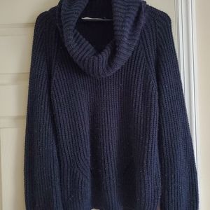 Cowlneck Oversized Sweater In Navy